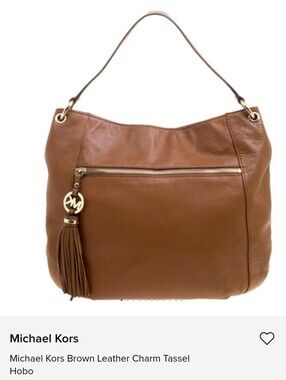 Michael Kors Brown Leather Charm Tassel Hobo Bag